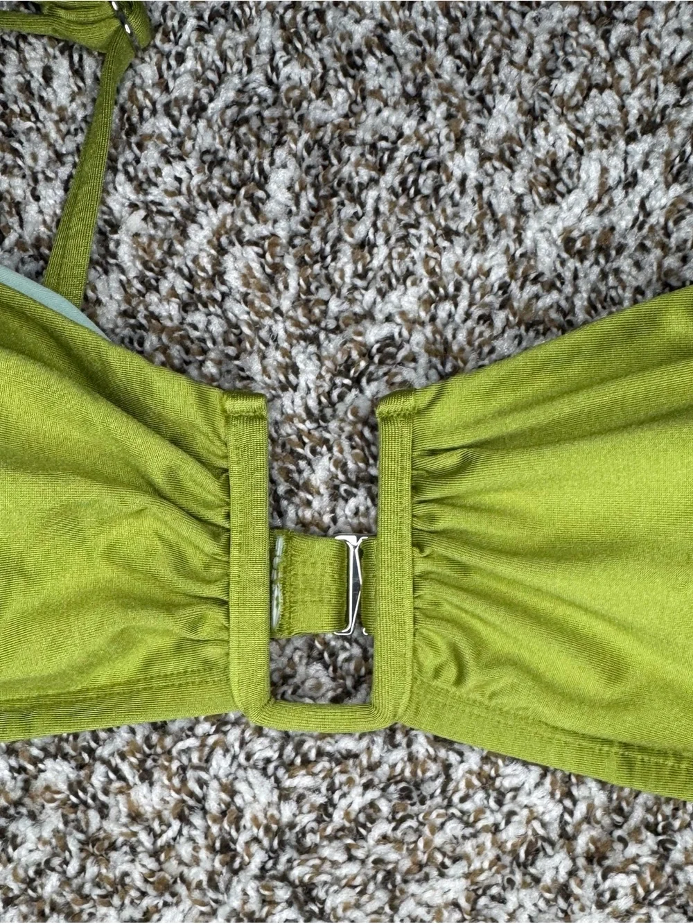 Cupshe x JoJo Tulum U-Wire Bikini Set XL NWT Metallic Olive High Leg Swimwear
